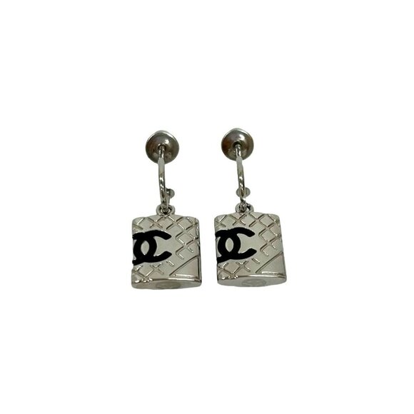 CHANEL Silver Logo Earrings - Picture 4 of 6